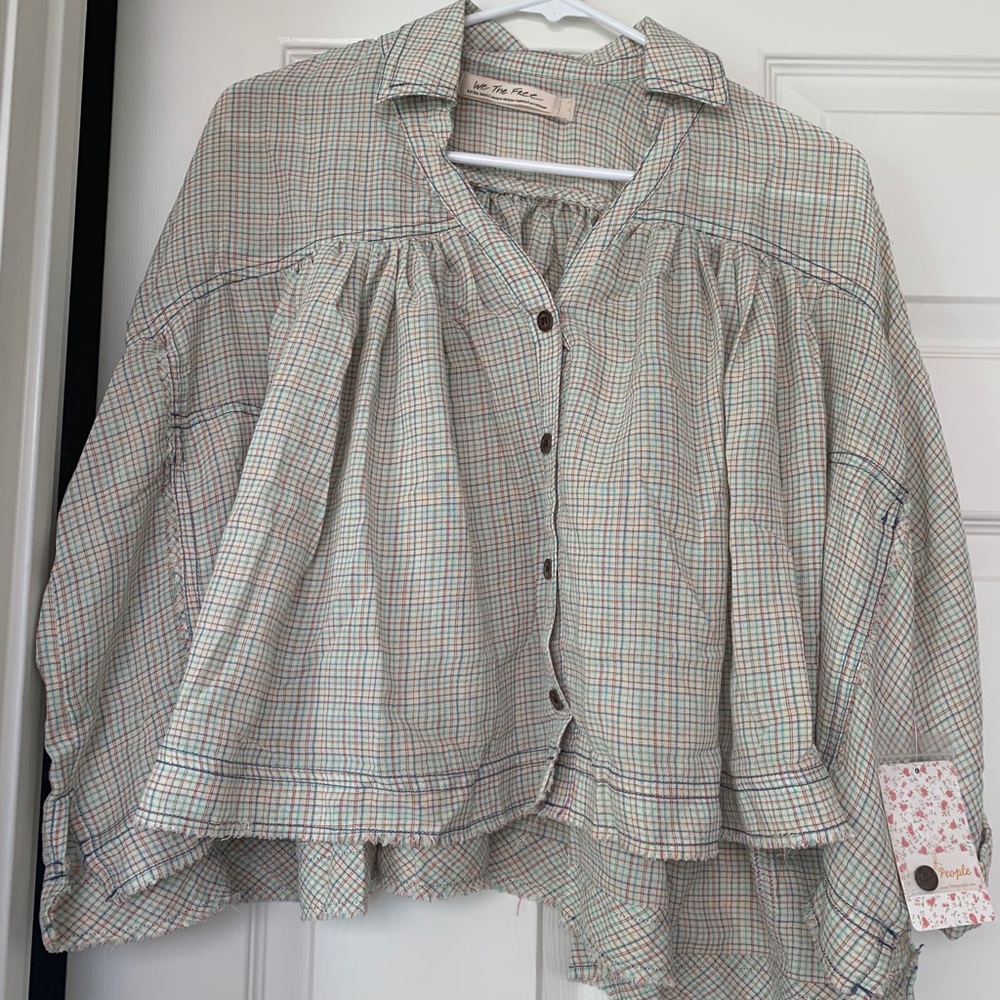 Free People Rainbow Picnic Button Down Rainbow